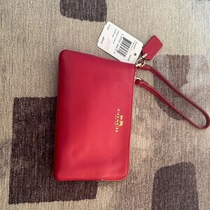 Coach Scarlet Wristlet with Gold Accents